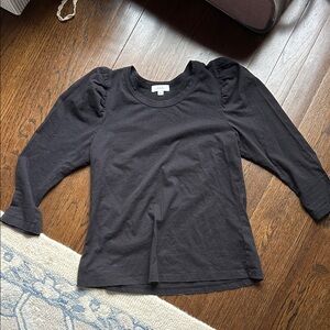 A.L.C. Black Puff-Shoulder Long Sleeve Tee